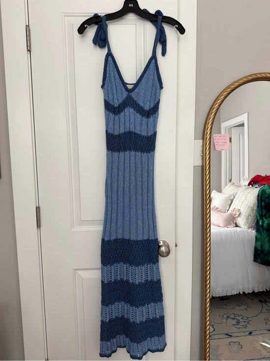 Ramy Brook Dresses & Skirts - Ramy Brook Blue Two-Tone Knit Maxi Dress with Tie Straps